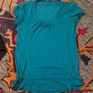 Lululemon Turquoise Drawstring Short Sleeve Shirt